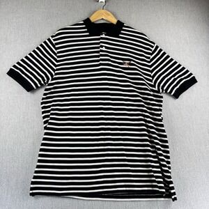 American Living Polo Shirt Mens L Black White Striped Eagle USA Cotton